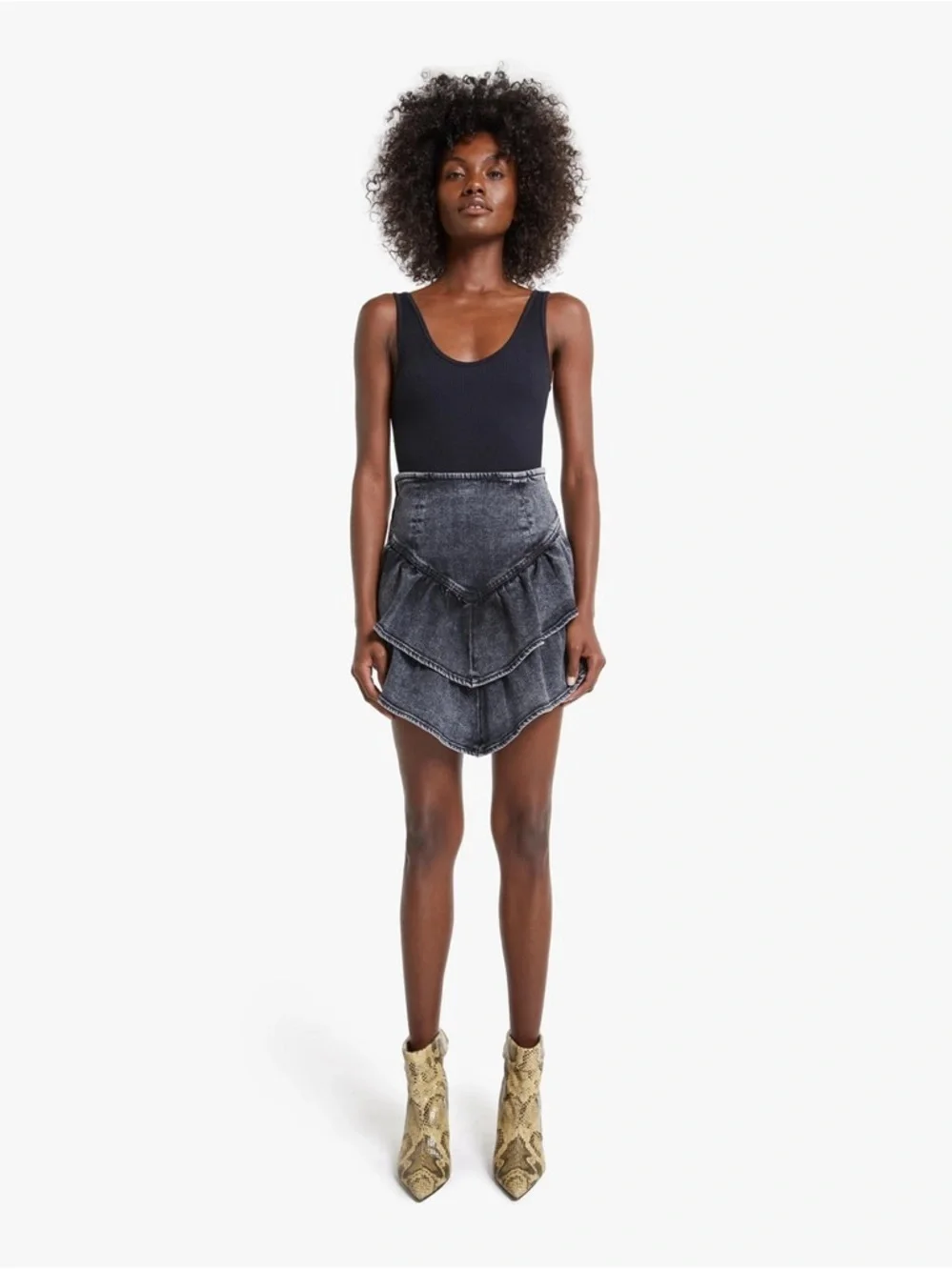 MOTHER The Ruffle Mini Skirt in Train Stops Size 24